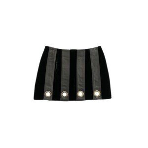 Beau Souci Goat Leather Panel Mini Skirt in Black